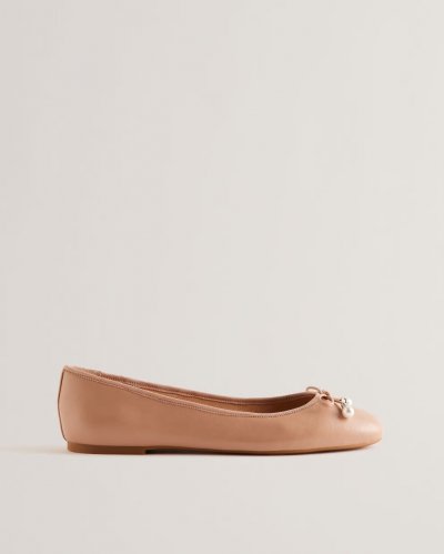 Ayvvah Bow Detail Leather Ballet Flats