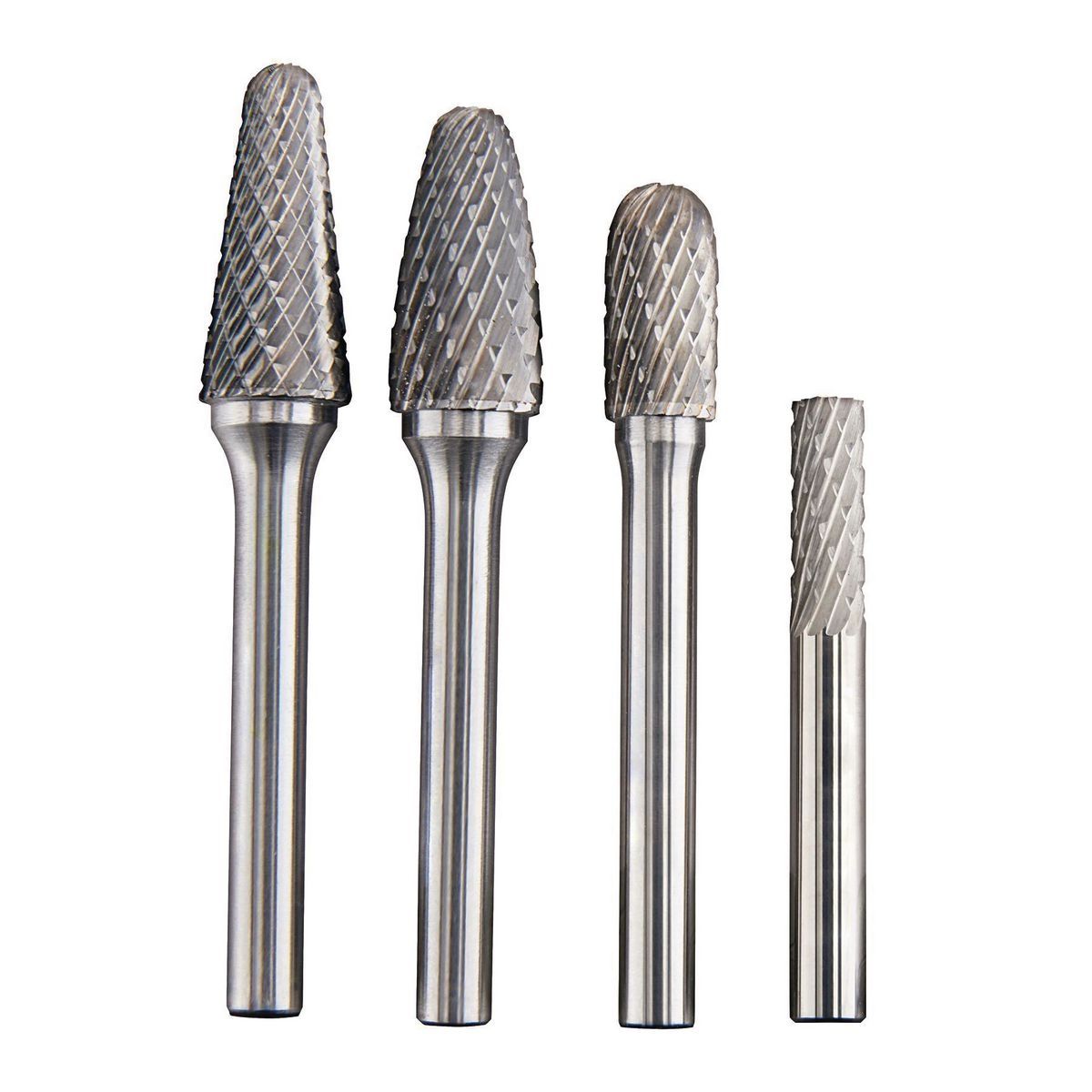 CHIEF 2 in. Double Cut Genuine Solid Carbide Burrs, 4 Piece