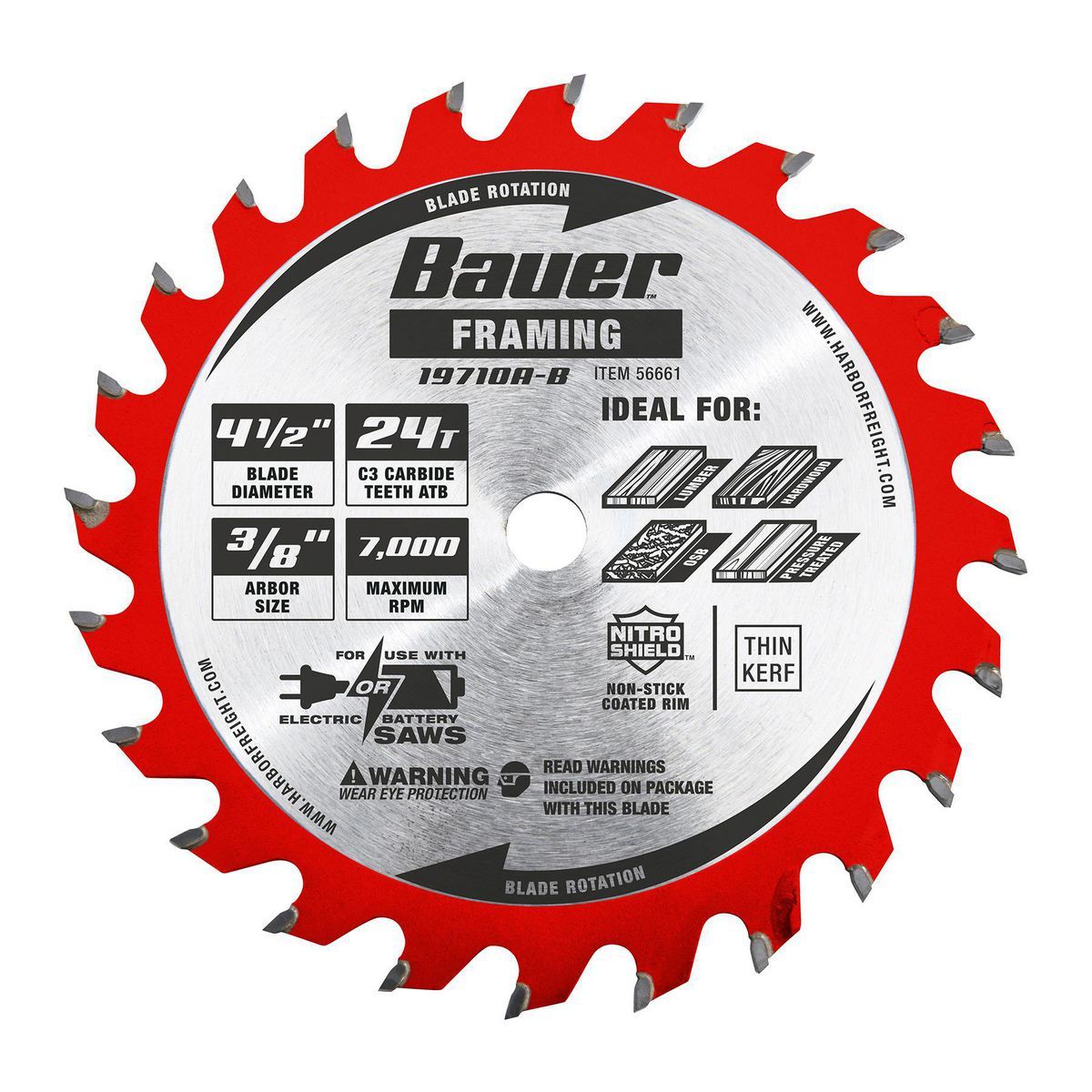 BAUER 4-1/2 in. , 24T Framing Circular Saw Blade