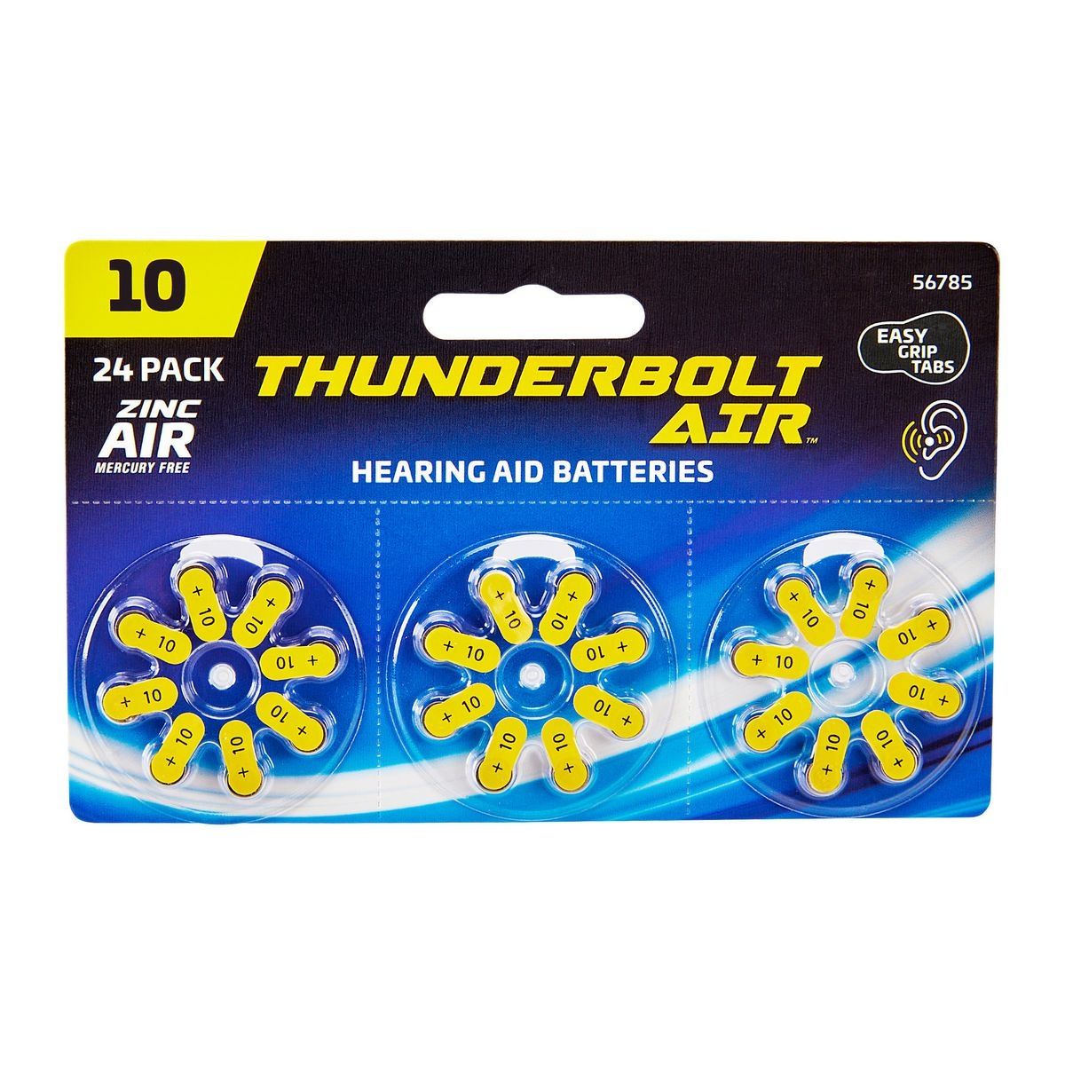 THUNDERBOLT AIR A10 Hearing Aid Batteries, 24 Pack