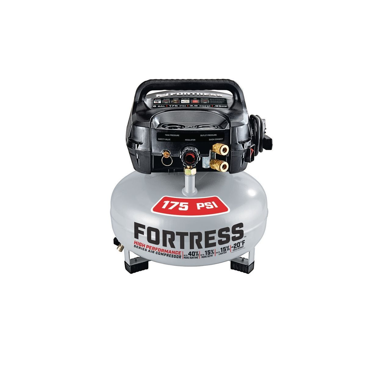 FORTRESS 6 gallon 175 PSI High Performance Hand Carry Jobsite Air Compressor