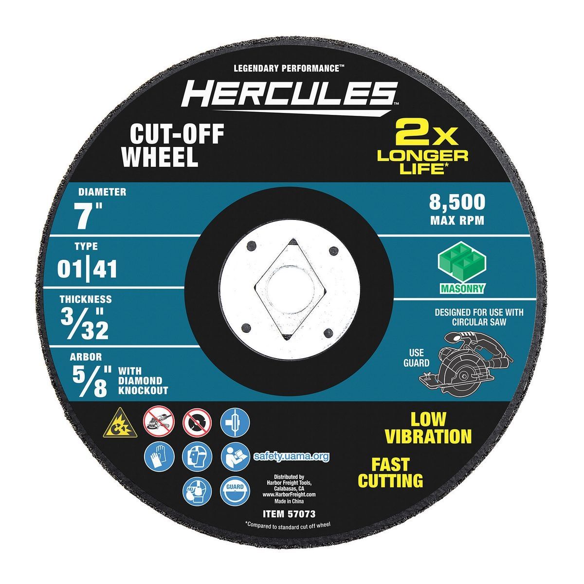 HERCULES 7 in. x 3/32 in. x 5/8 in. Type 01/41 Masonry Cut-off Wheel