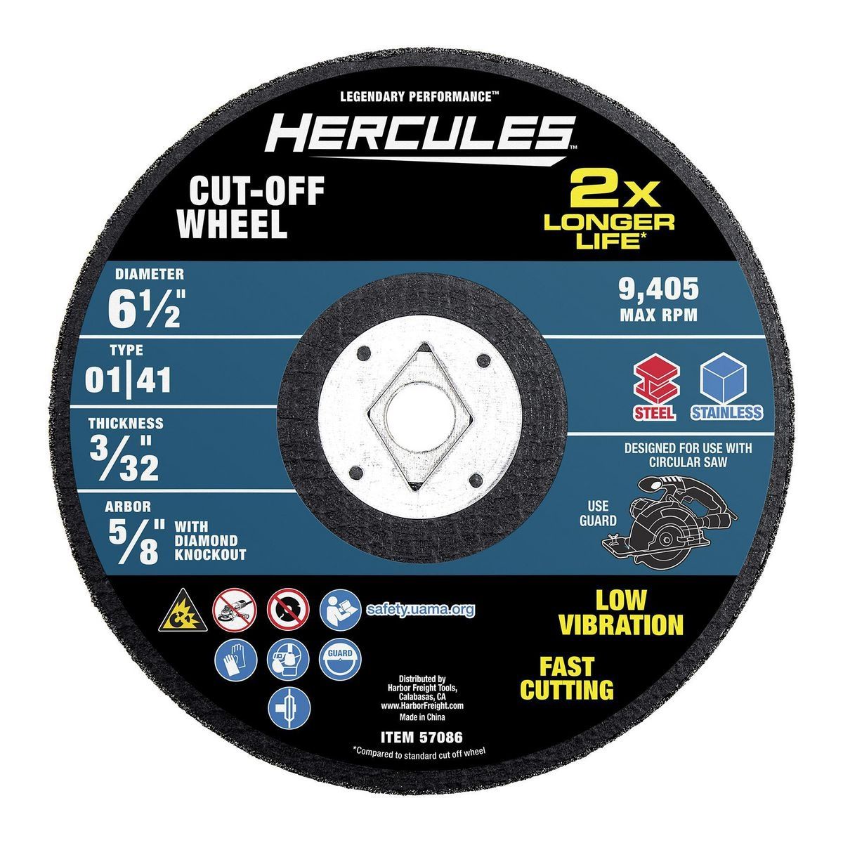 HERCULES 6-1/2 in. x 3/32 in. x 5/8 in. Type 01/41 Metal Cut-off Wheel