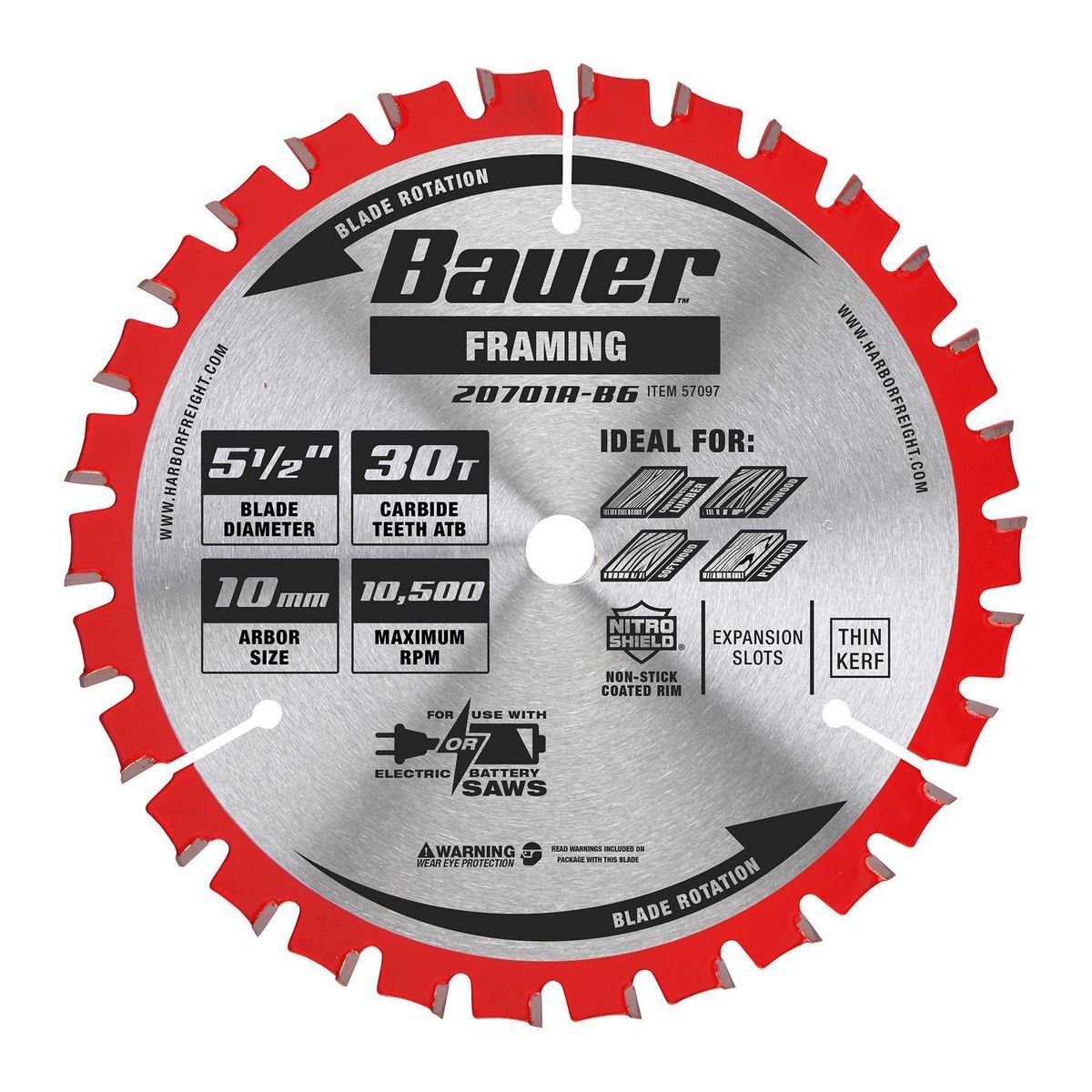 BAUER 5-1/2 in., 30T Framing Circular Saw Blade