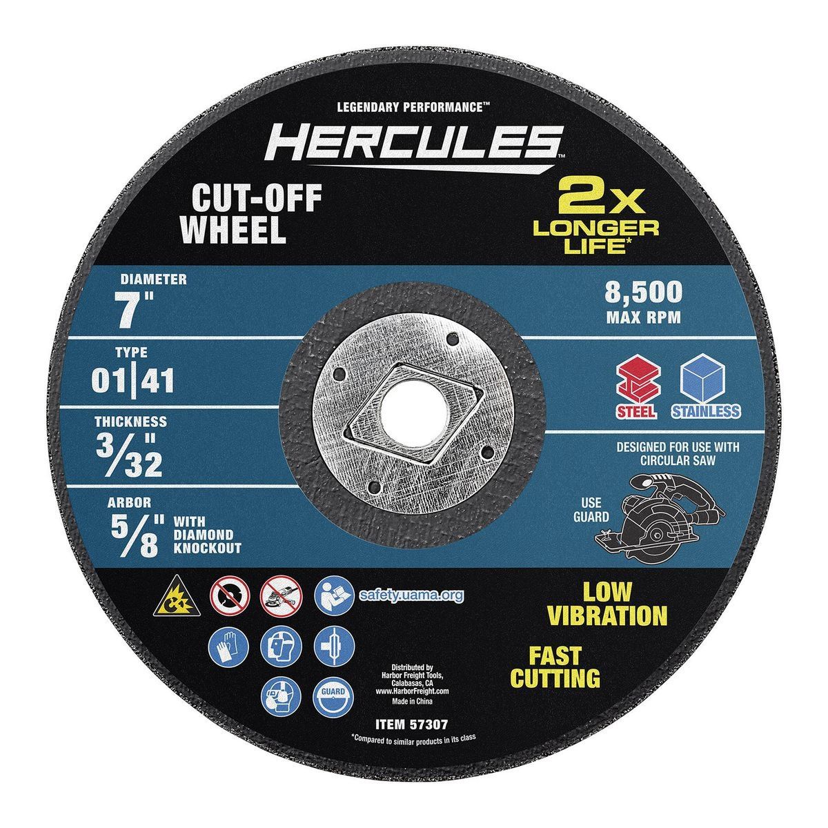 HERCULES 7 in. x 3/32 in. x 5/8 in. Type 01/41 Metal Cut-off Wheel