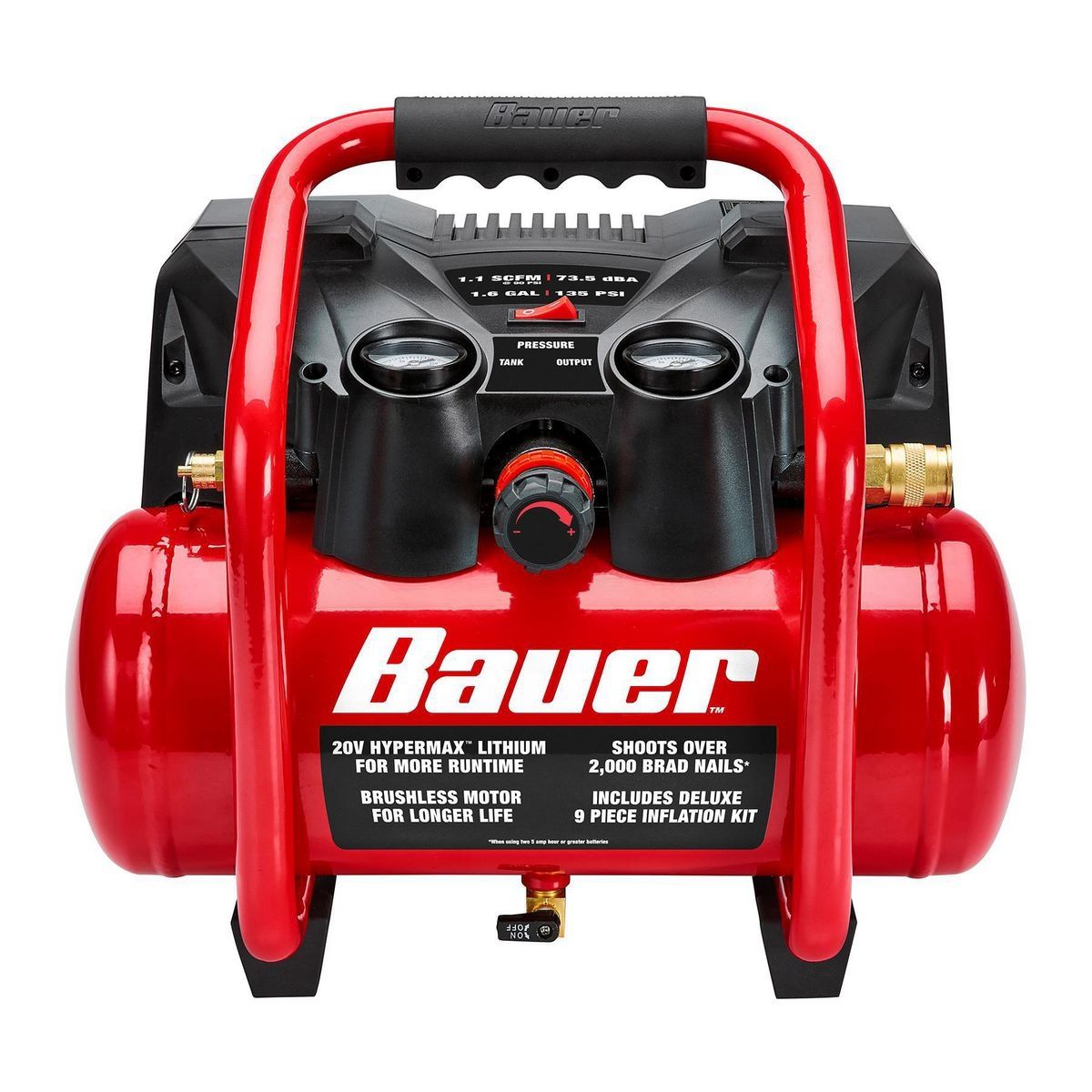 BAUER 1.6 Gallon 135 PSI 20V Brushless Cordless Air Compressor - Tool Only