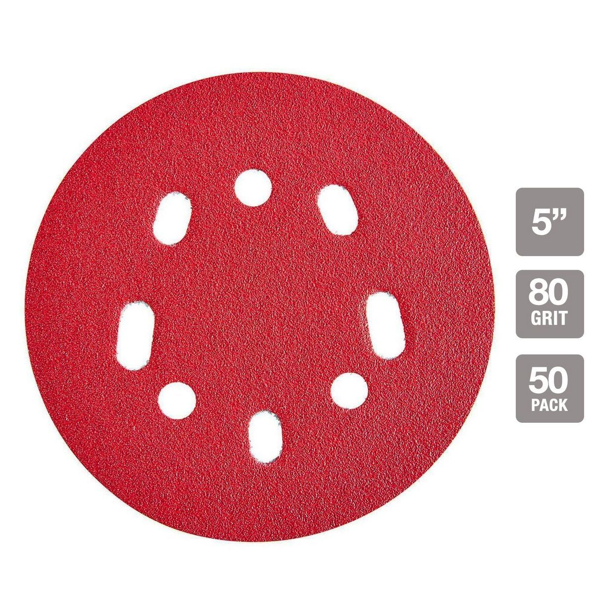 BAUER 5 in. 80 Grit Hook and Loop Universal Pattern Sanding Discs, 50 Pack