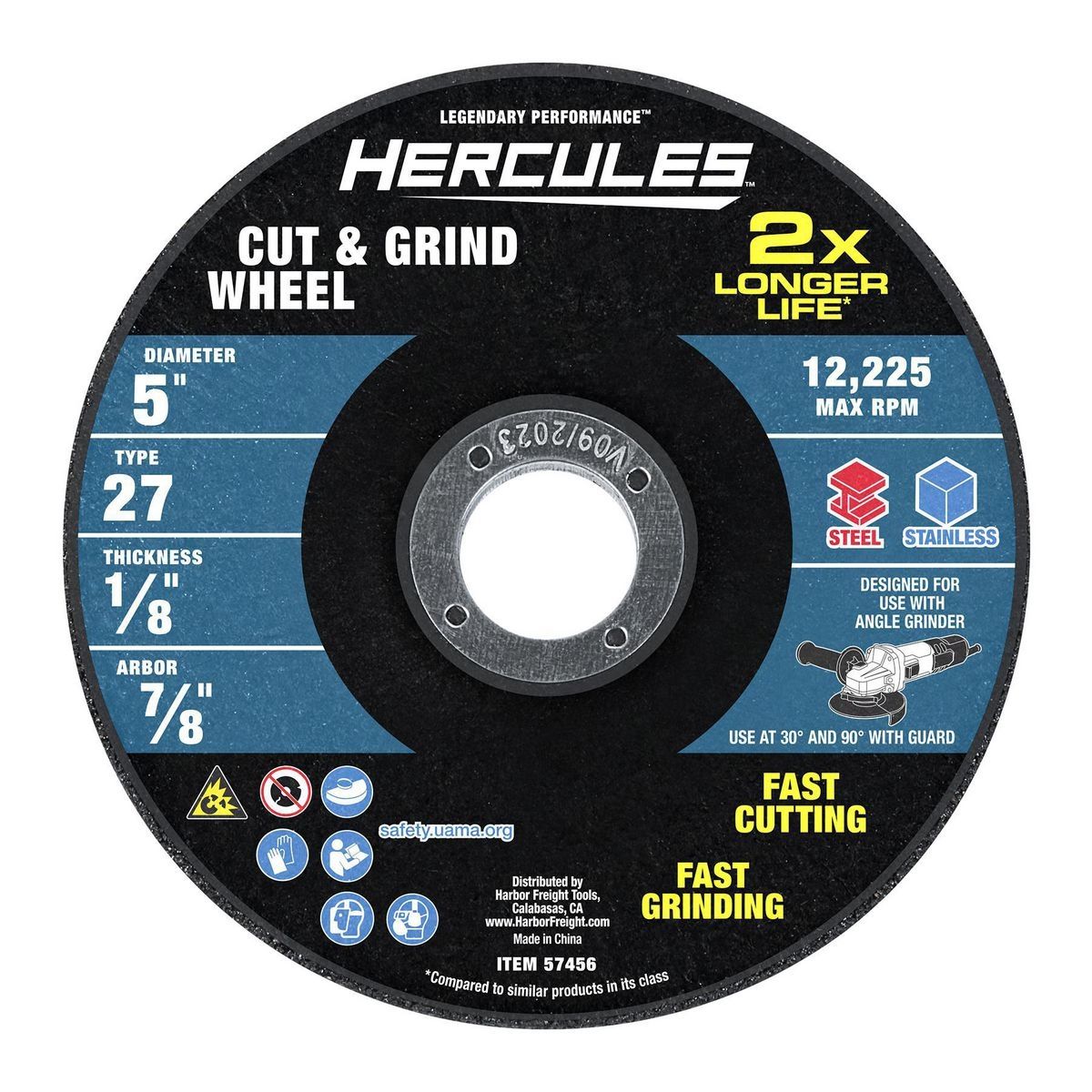 HERCULES 5 in. x 1/8 in. x 7/8 in. Type 27 Cut and Grind Wheel