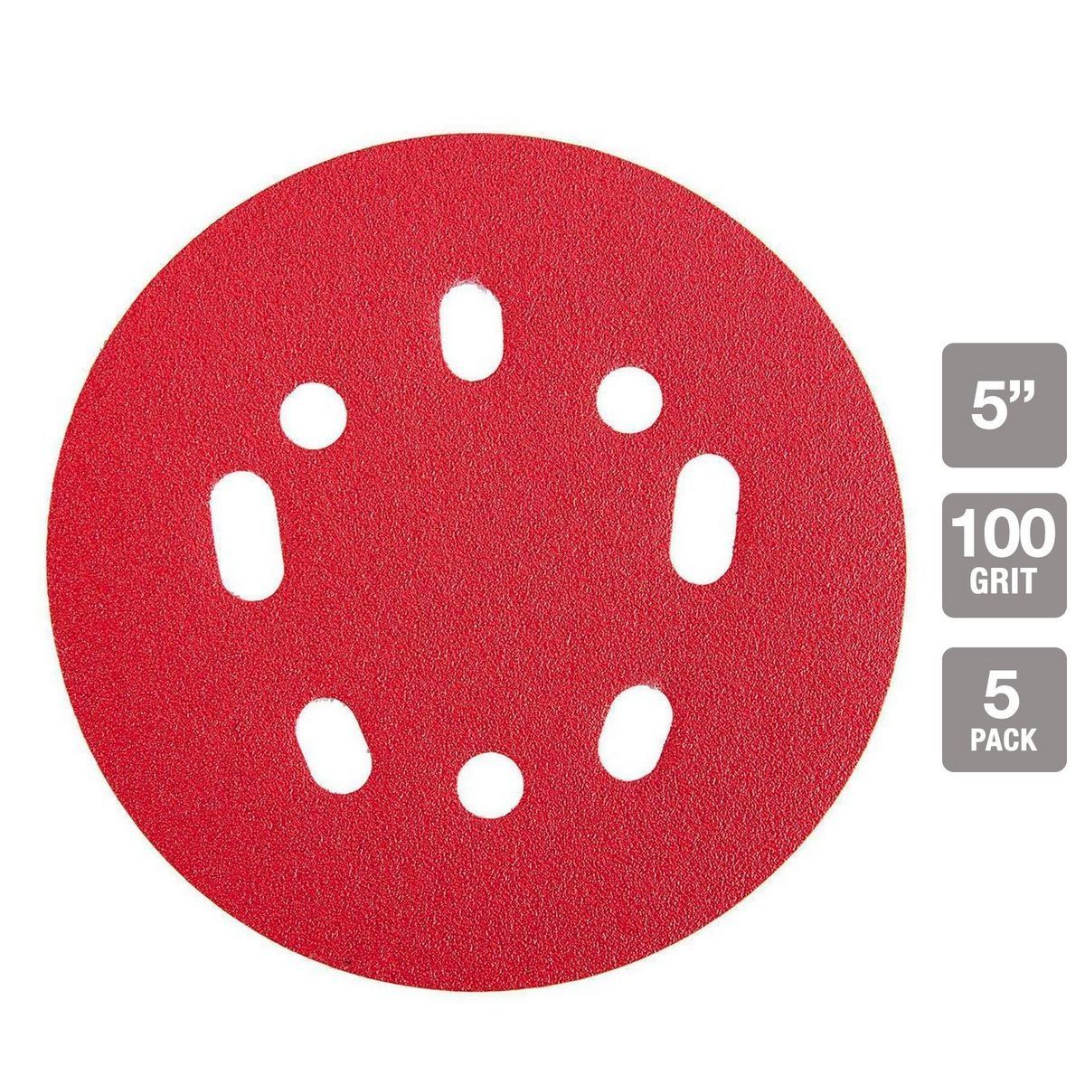 BAUER 5 in. 100 Grit Hook and Loop Universal Pattern Sanding Discs, 5 Pack