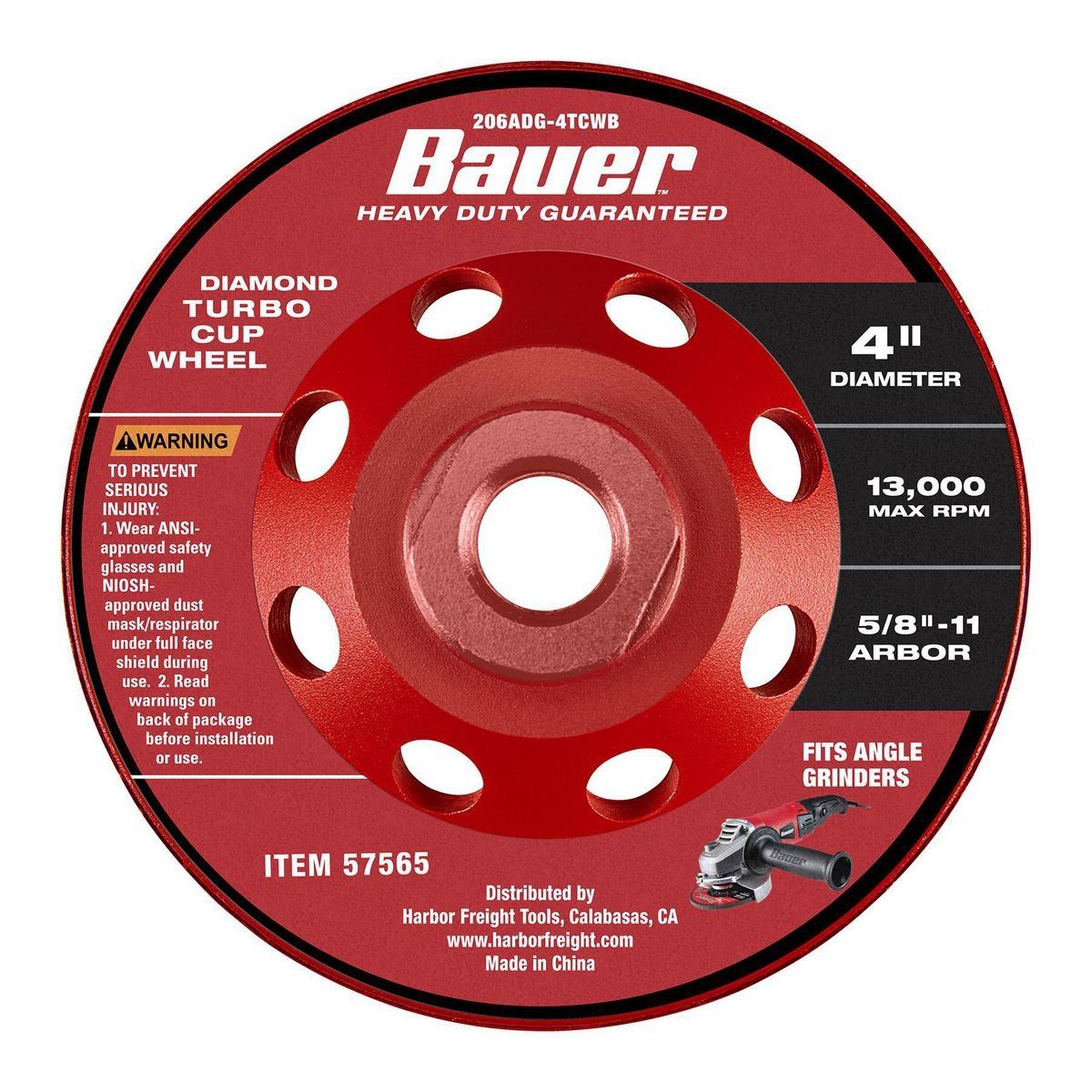 BAUER 4 in. Diamond Turbo Cup Wheel