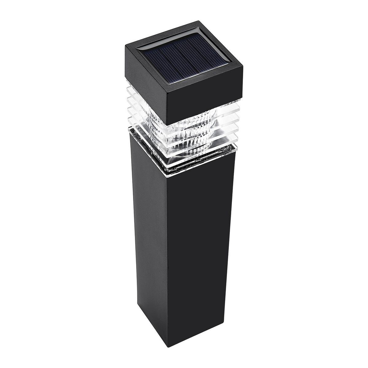 ONE STOP GARDENS 7.5 Lumen 11 in. Solar LED Black Finish Bollard Pathway Light