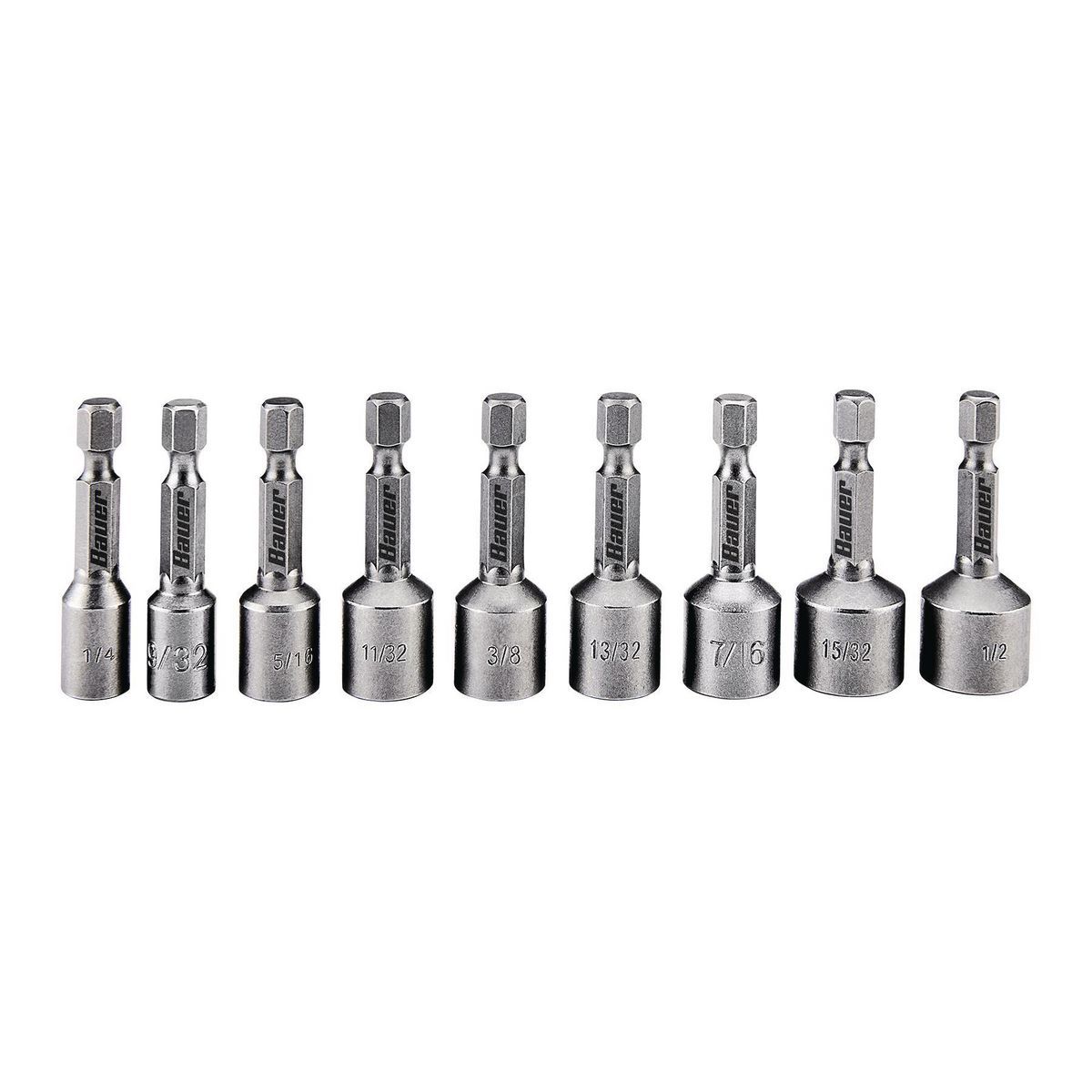 BAUER 1-3/4 in. Impact Rated Magnetic SAE Nut Setter Set, 9 Piece