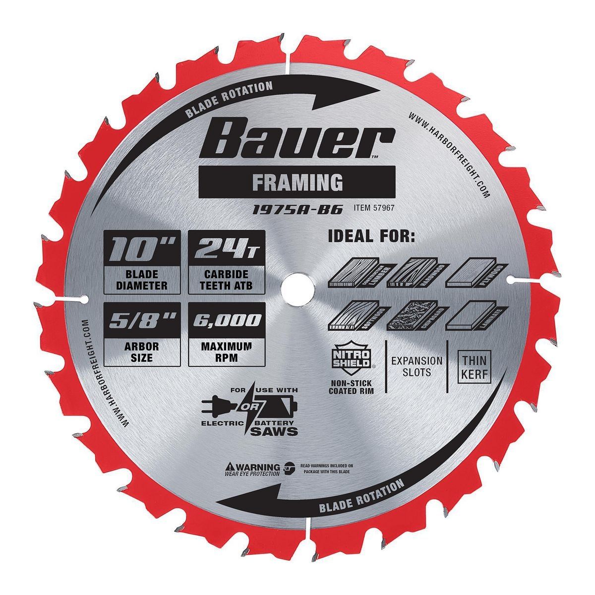 BAUER 10 in., 24T Framing Circular Saw Blade