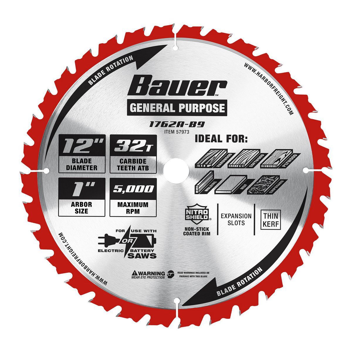 BAUER 12 in., 32T Framing Miter Saw Blade