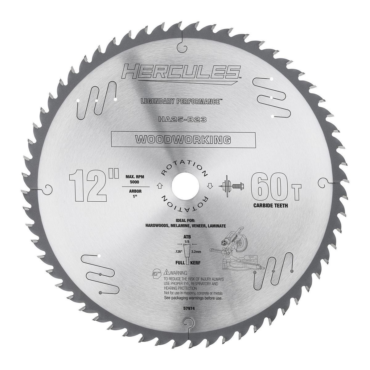 HERCULES 12 in. 60T Woodworking Full Kerf Circular Saw Blade