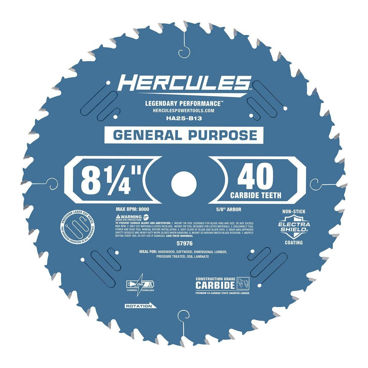 HERCULES 8-1/4 in., 40T General Purpose Table Saw Blade