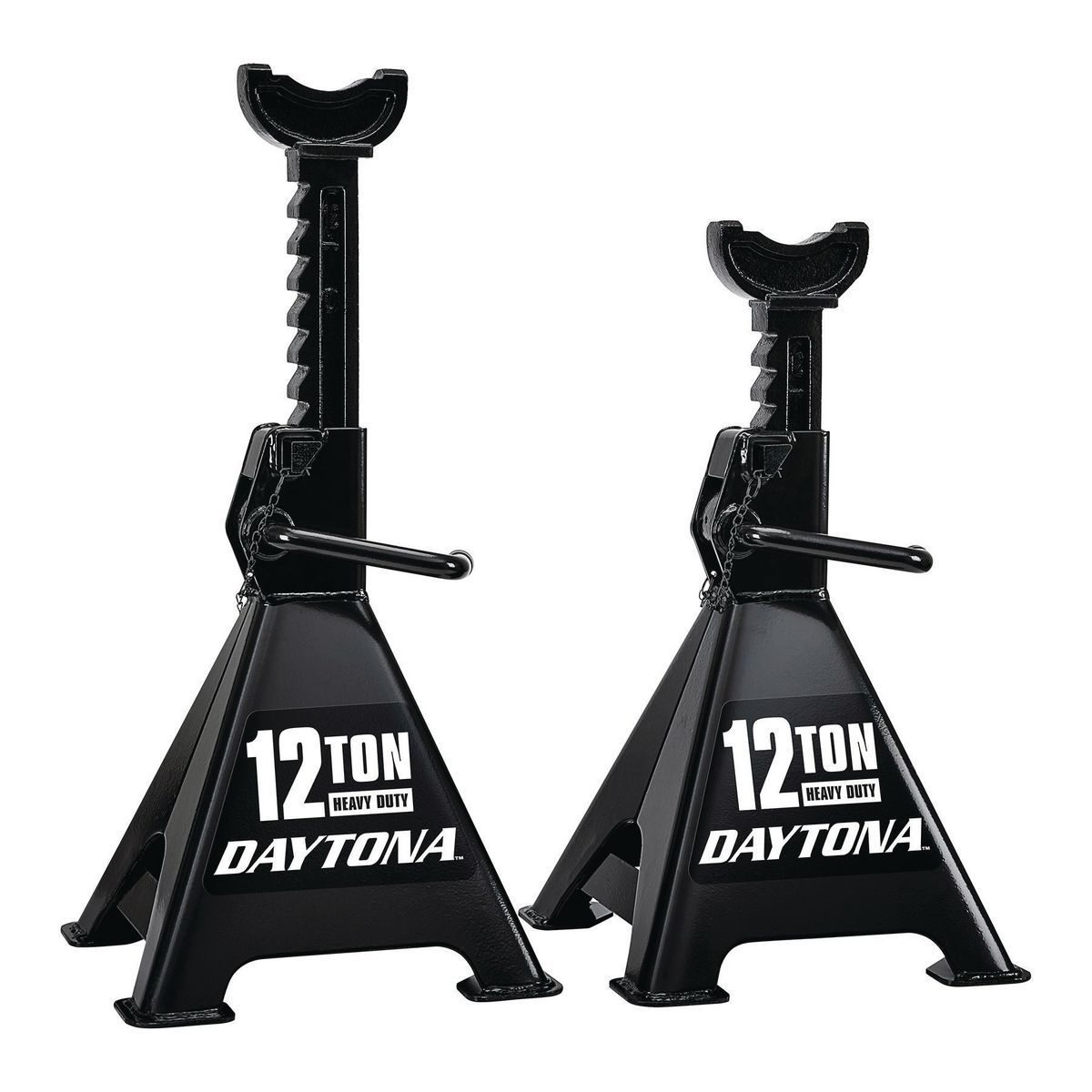 DAYTONA 12 Ton Heavy Duty Ratcheting Jack Stands, Black