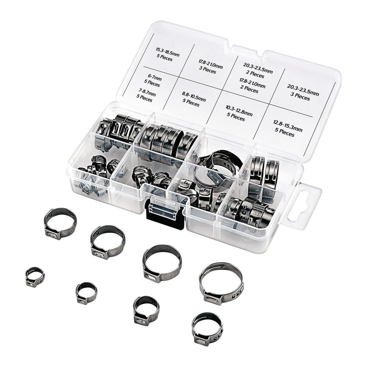 MADDOX Assorted Single Ear Hose Clamp Set, 40 Piece