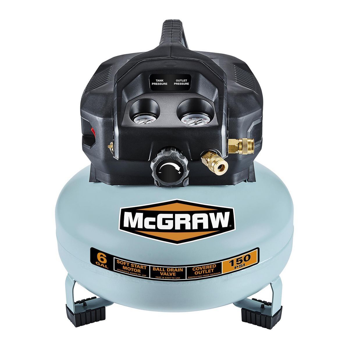 MCGRAW 6 gallon 0.8 HP 150 PSI Oil-Free Pancake Air Compressor