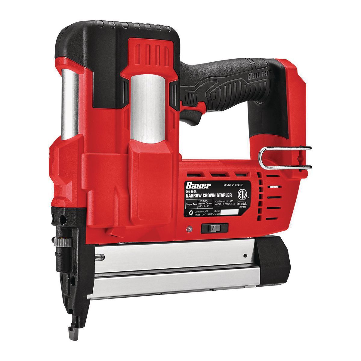 BAUER 20V Cordless 18 Gauge Narrow Crown Stapler - Tool Only