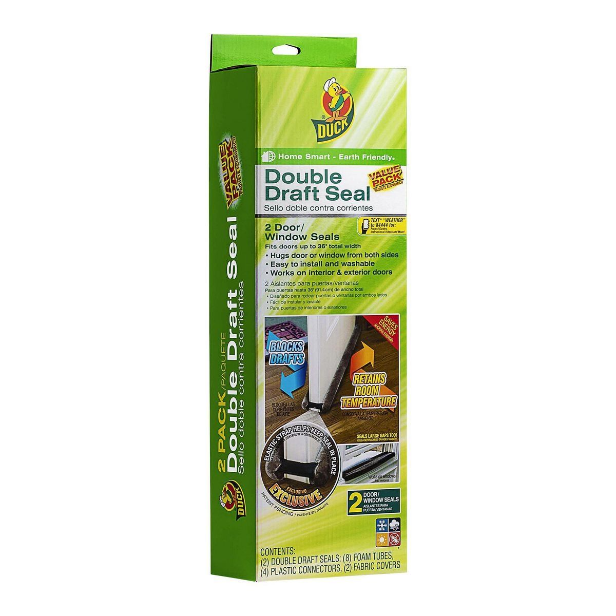 DUCK BRAND Double Draft Seal Set for Doors, 2 Pack