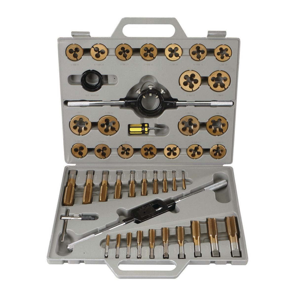 PITTSBURGH Titanium Nitride Coated Alloy Steel SAE Tap & Die Set, 45 Piece