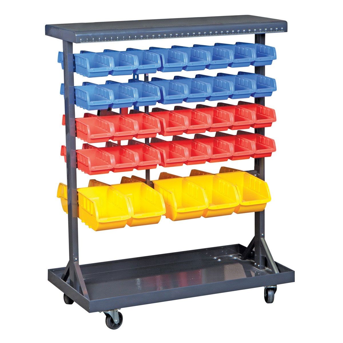 STOREHOUSE 74 Bin Mobile Double-Sided Floor Rack