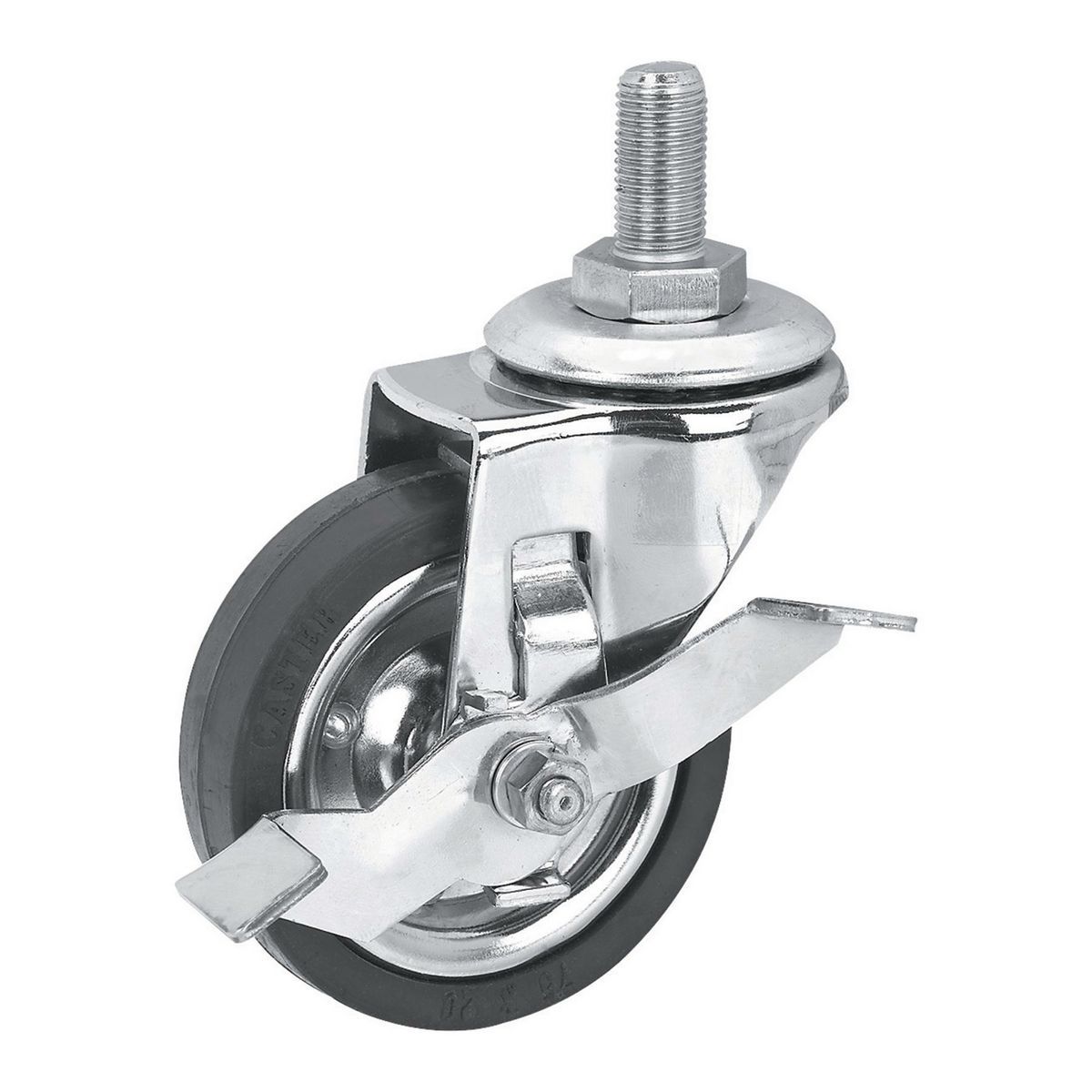 FAIRBANKS 3 in. Rubber Swivel Caster with Brake - Stem Mount