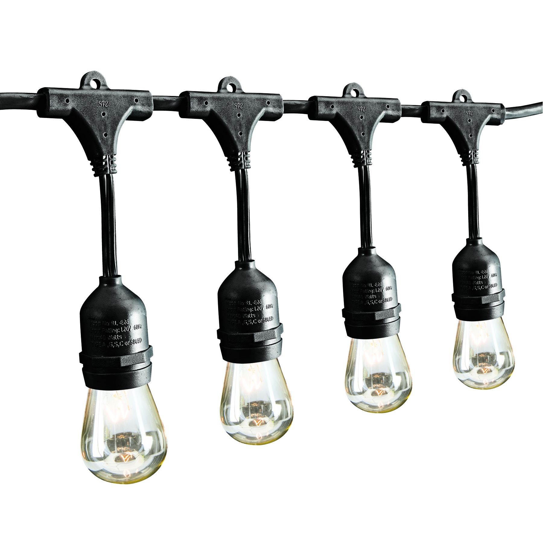 LUMINAR OUTDOOR 24 ft., 12 Bulb Outdoor Incandescent String Lights, Black