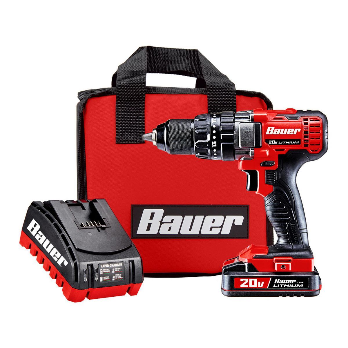 BAUER 20V Cordless 1/2 in. Hammer Drill/Driver Kit