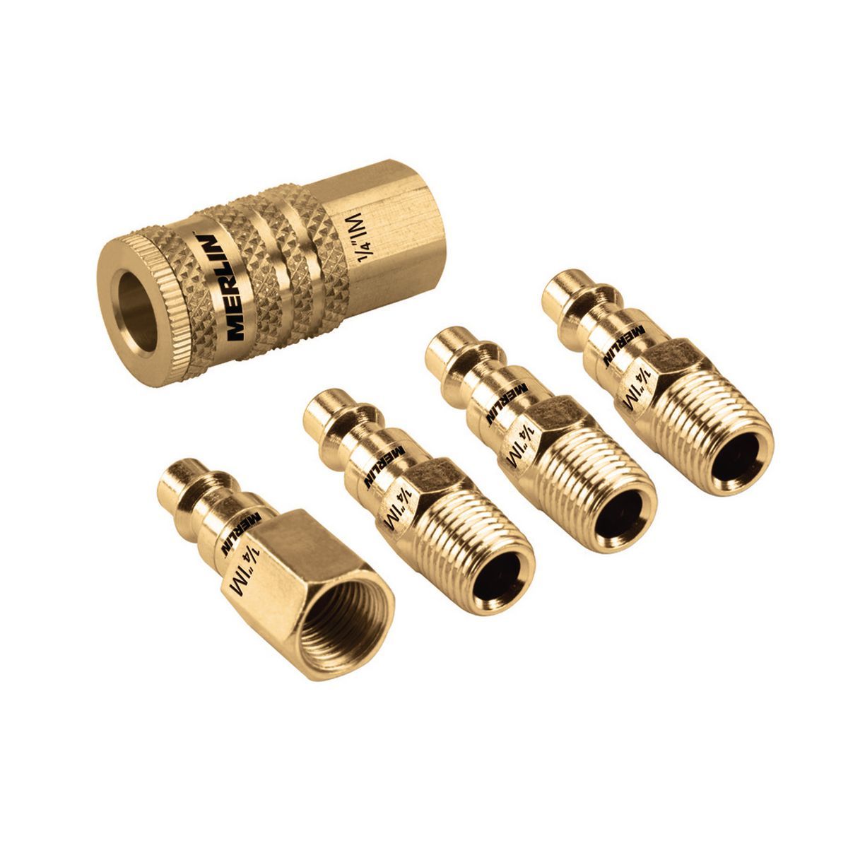 MERLIN Brass Industrial Coupler Connector Set, 5 Piece