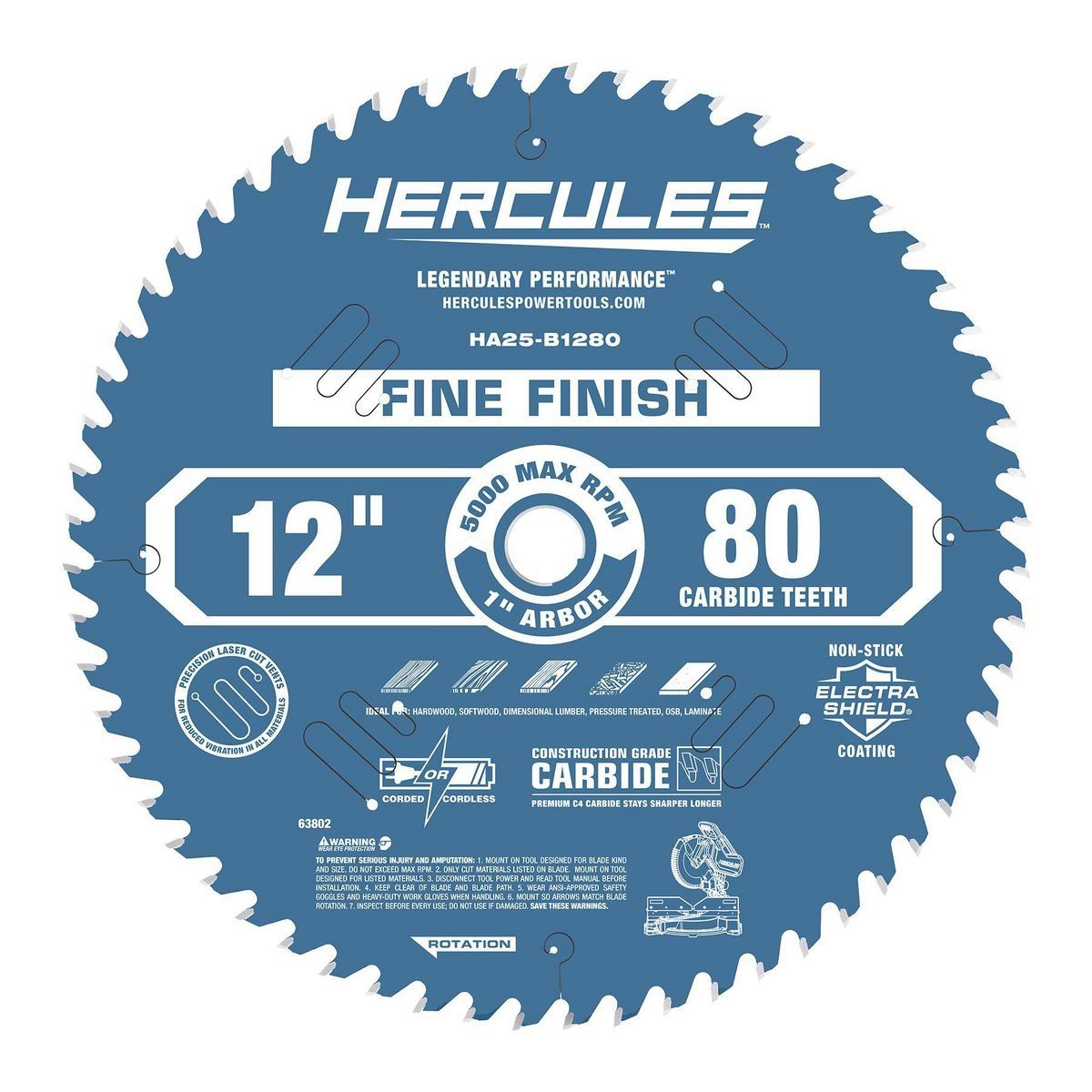 HERCULES 12 in., 80T Fine Finish Miter Saw Blade