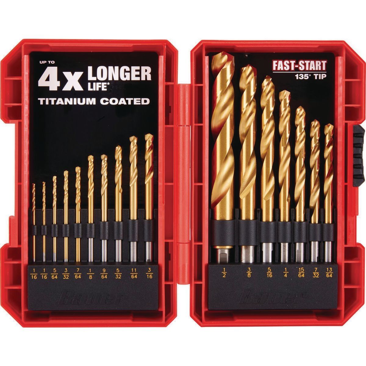 BAUER Titanium Drill Bit Set, 21 Piece