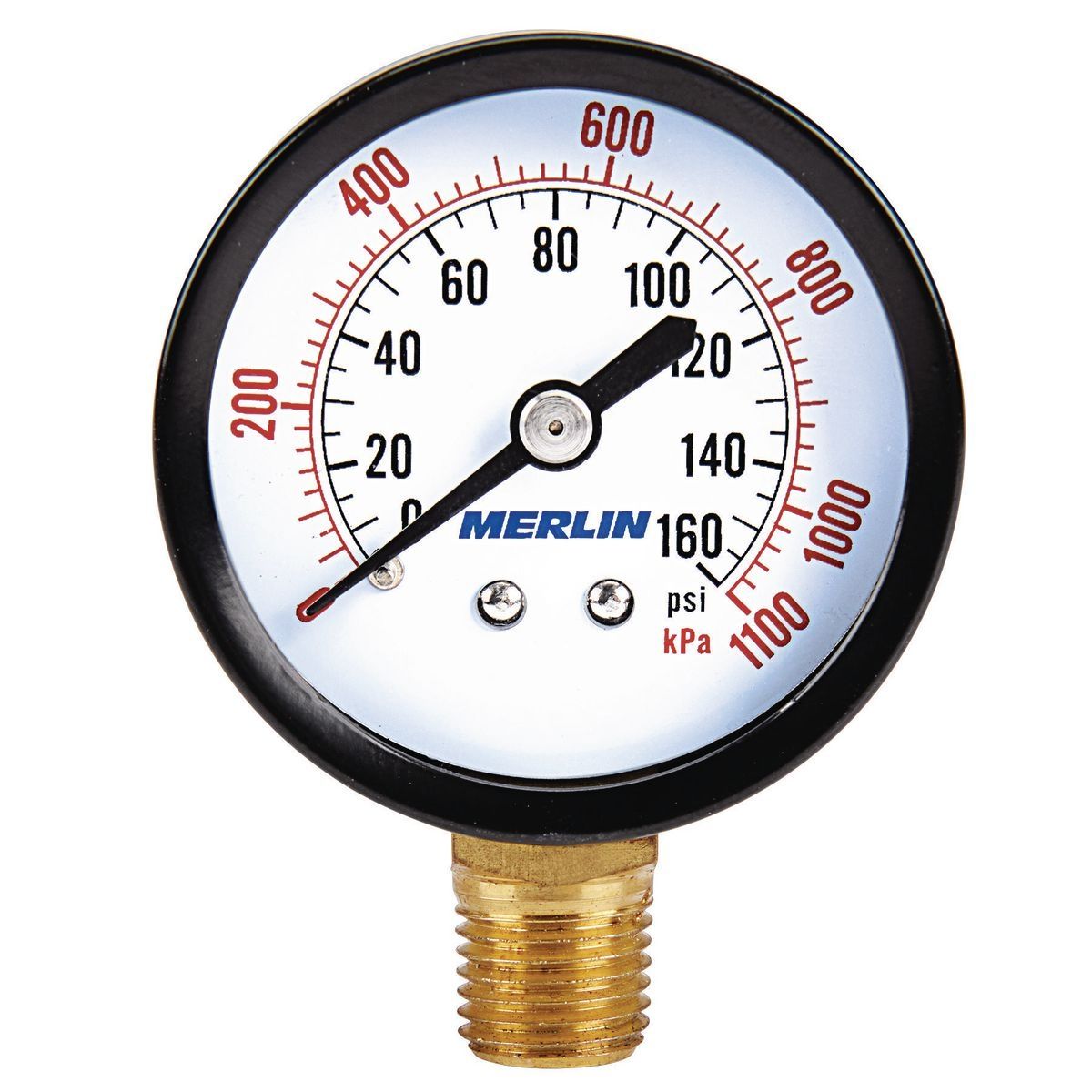 MERLIN 160 PSI 1/4 in. NPT Dry Filled Pressure Gauge