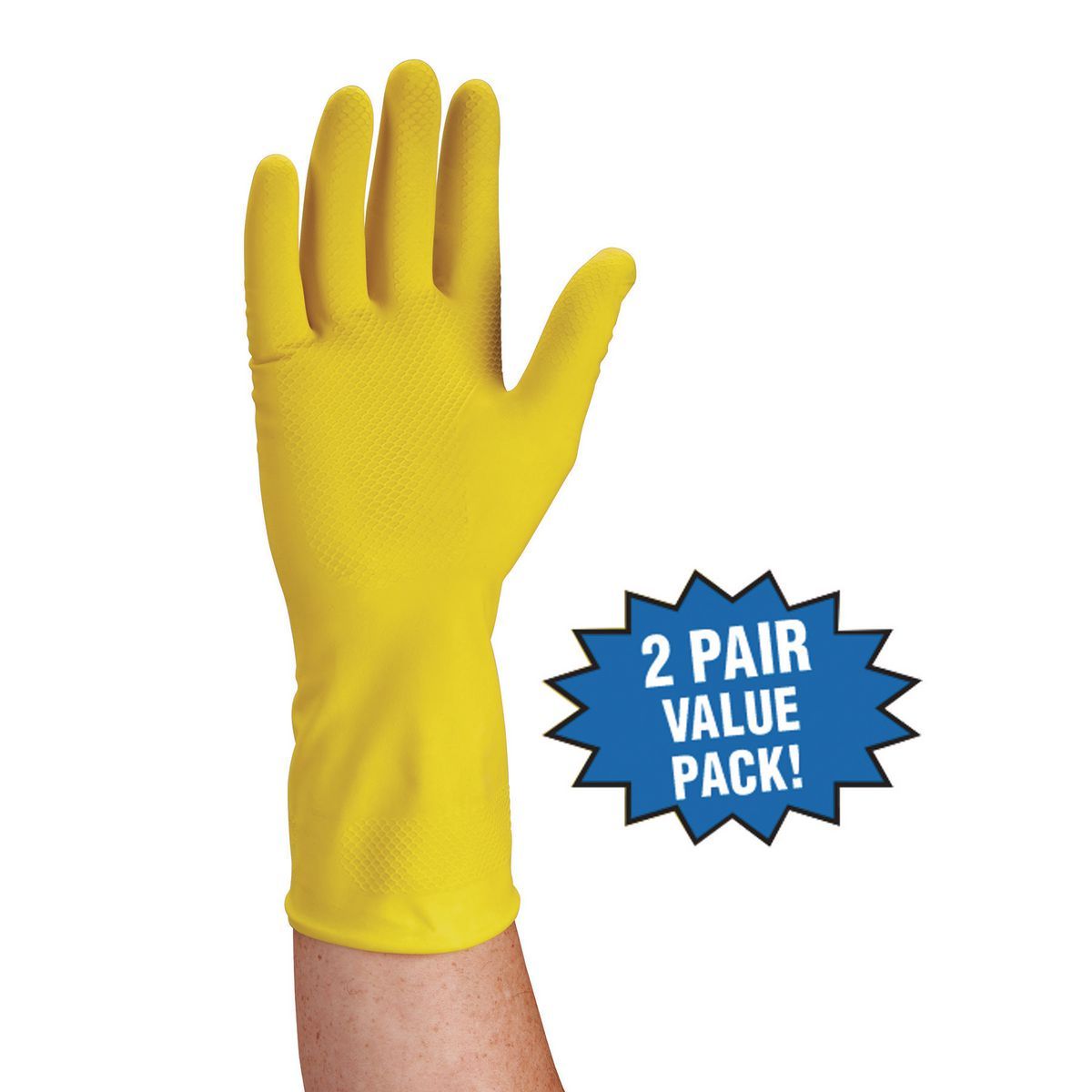 HARDY Latex Cleaning Gloves, 2 Pair, Small/Medium