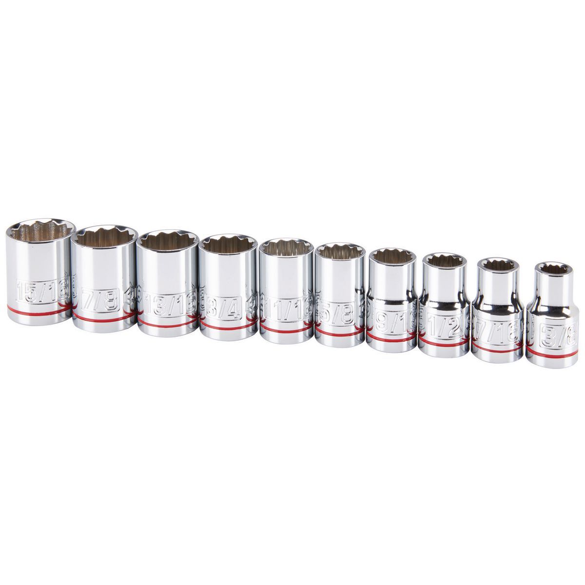 QUINN 1/2 in. Drive SAE Chrome Socket Set, 10 Piece