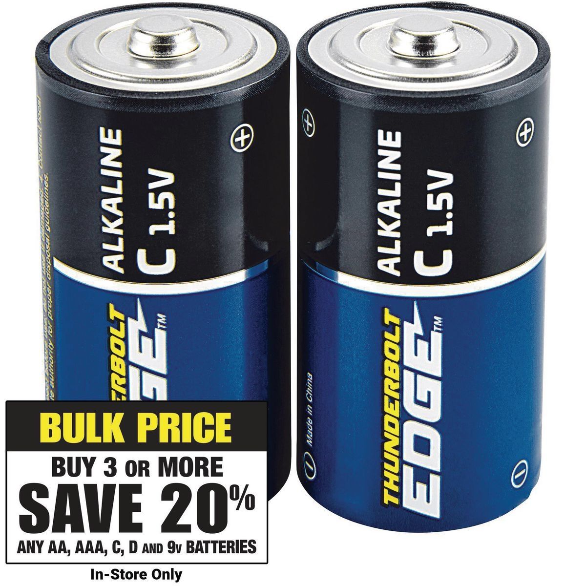 THUNDERBOLT EDGE C PRIME POWER Alkaline Batteries, 4 Pack