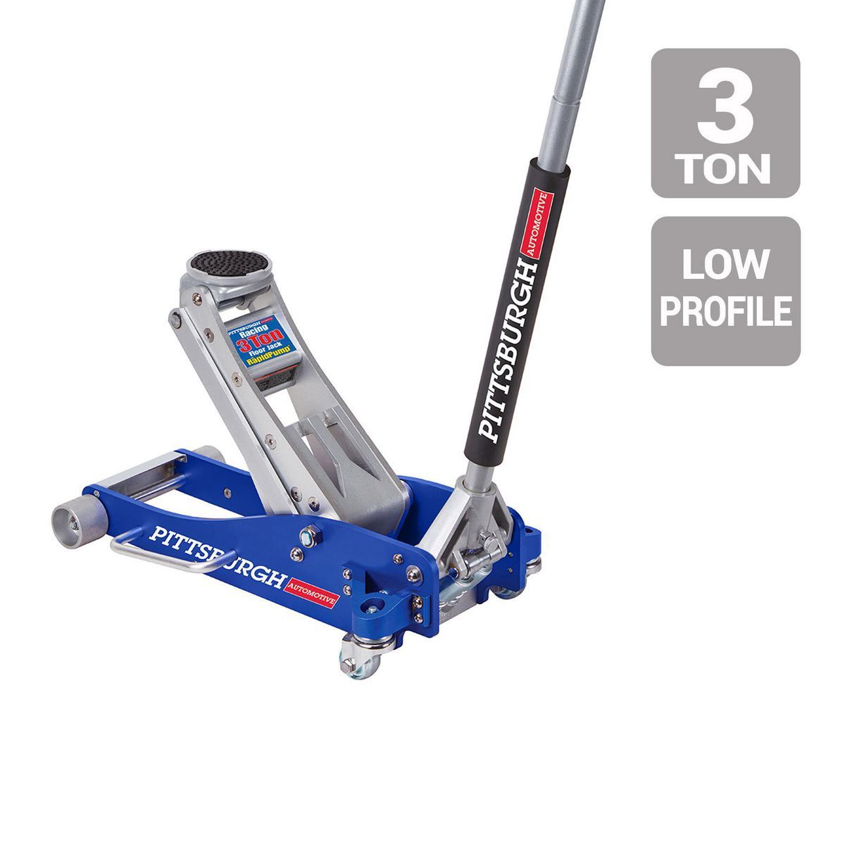 PITTSBURGH AUTOMOTIVE 3 ton Low-Profile Aluminum Racing Floor Jack with RAPID PUMP