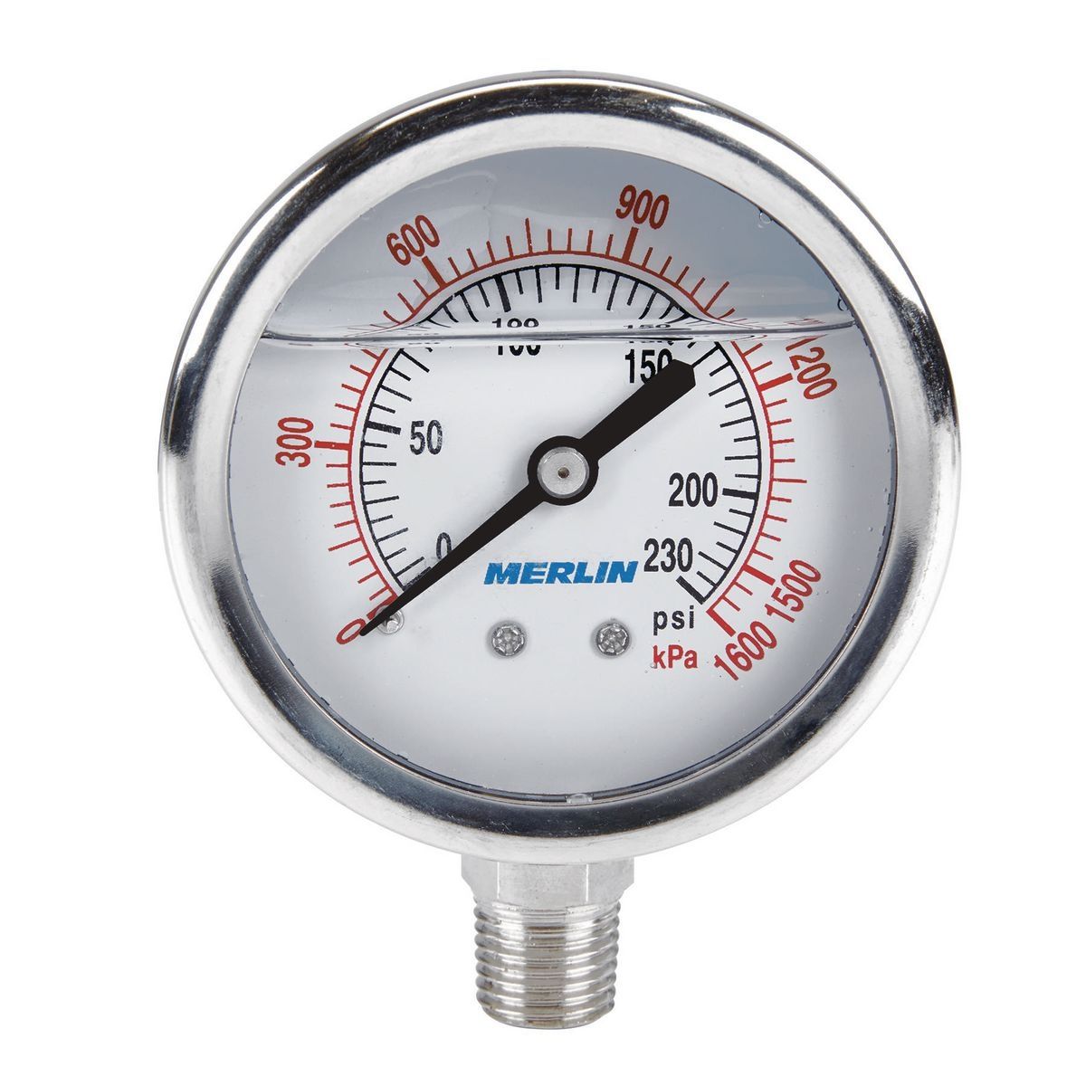 MERLIN 230 PSI 1/4 in. NPT Filled Gauge