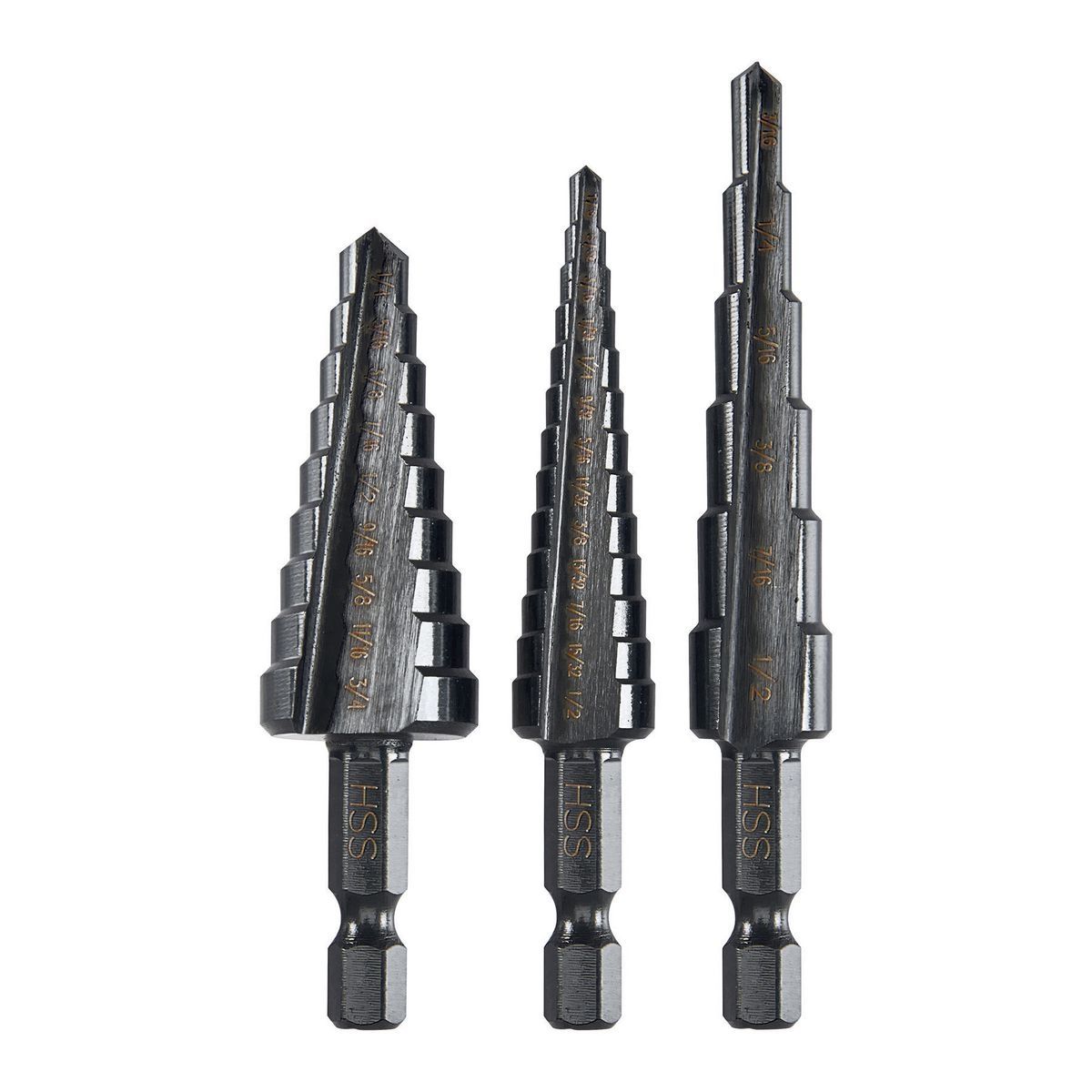 BAUER Black Oxide Step Drill Bit Set, 3 Piece