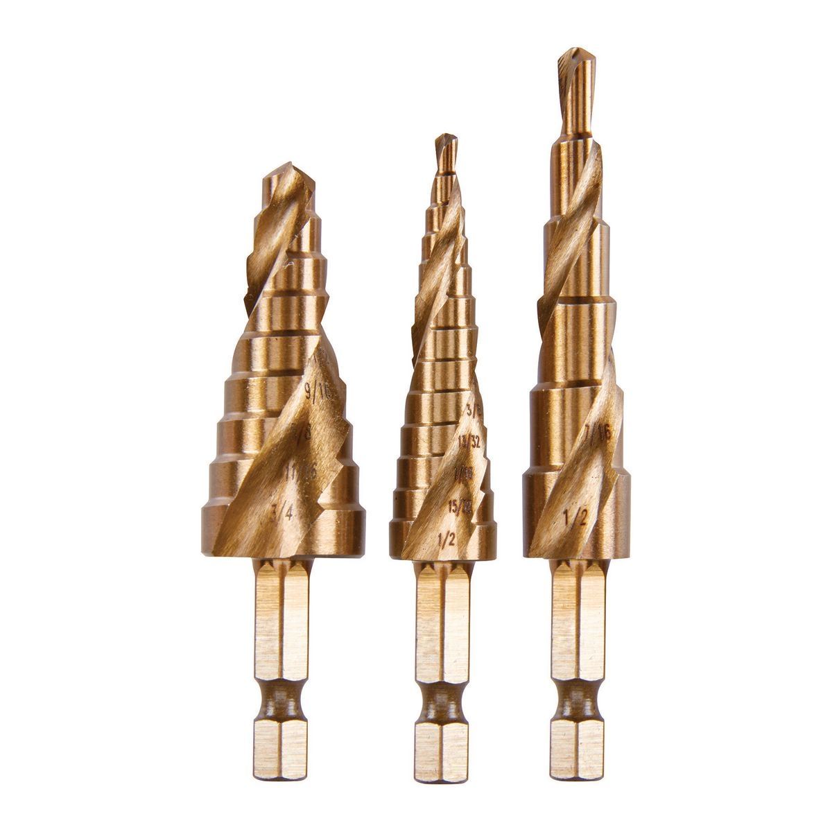 HERCULES Cobalt Steel Step Drill Bit Set, 3 Piece