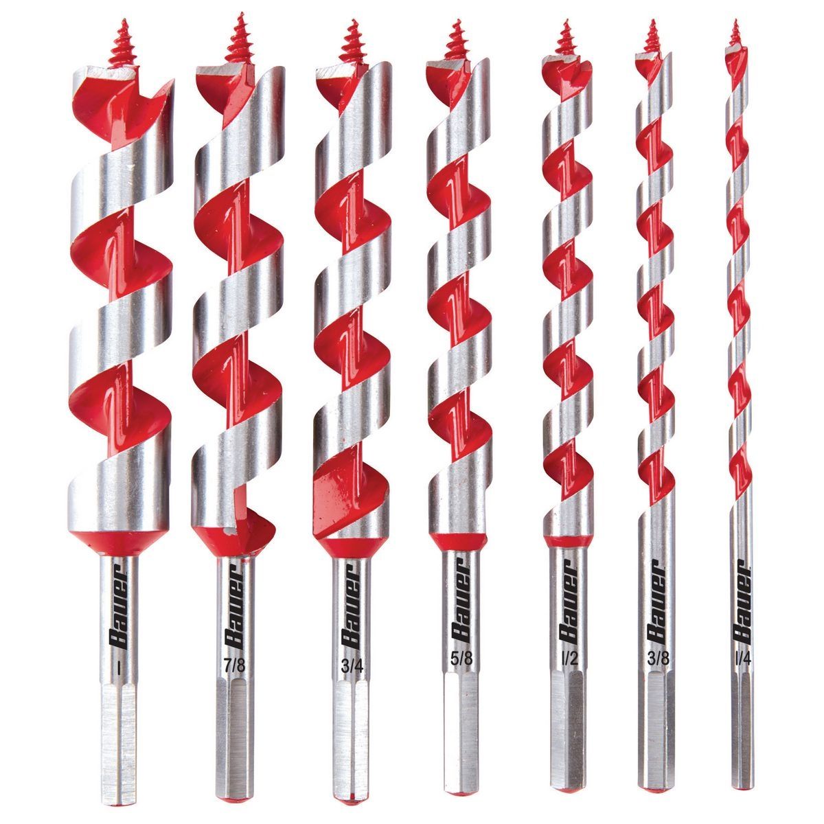 BAUER Wood Auger Drill Bit Set, 7 Piece