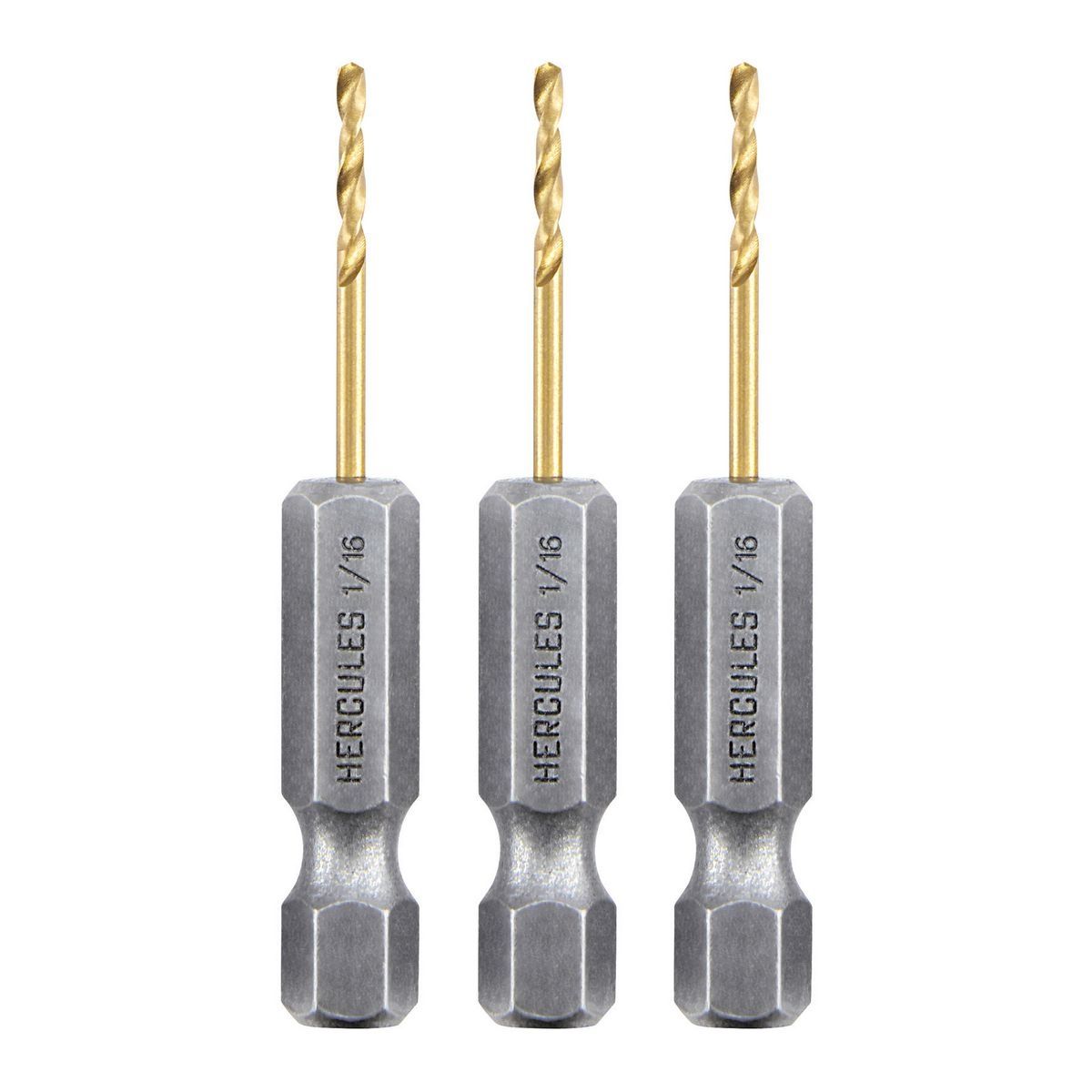 HERCULES 1/16 in. Impact Rated Hex Shank Titanium Drill Bit Set, 3 Piece