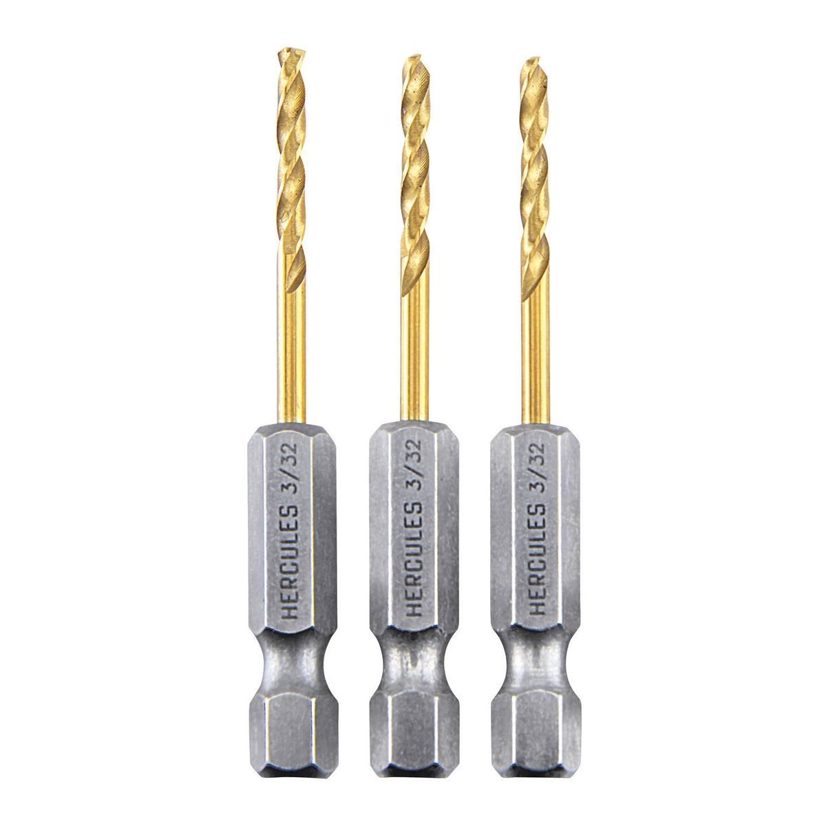 HERCULES 3/32 in. Impact Rated Hex Shank Titanium Drill Bit Set, 3 Piece