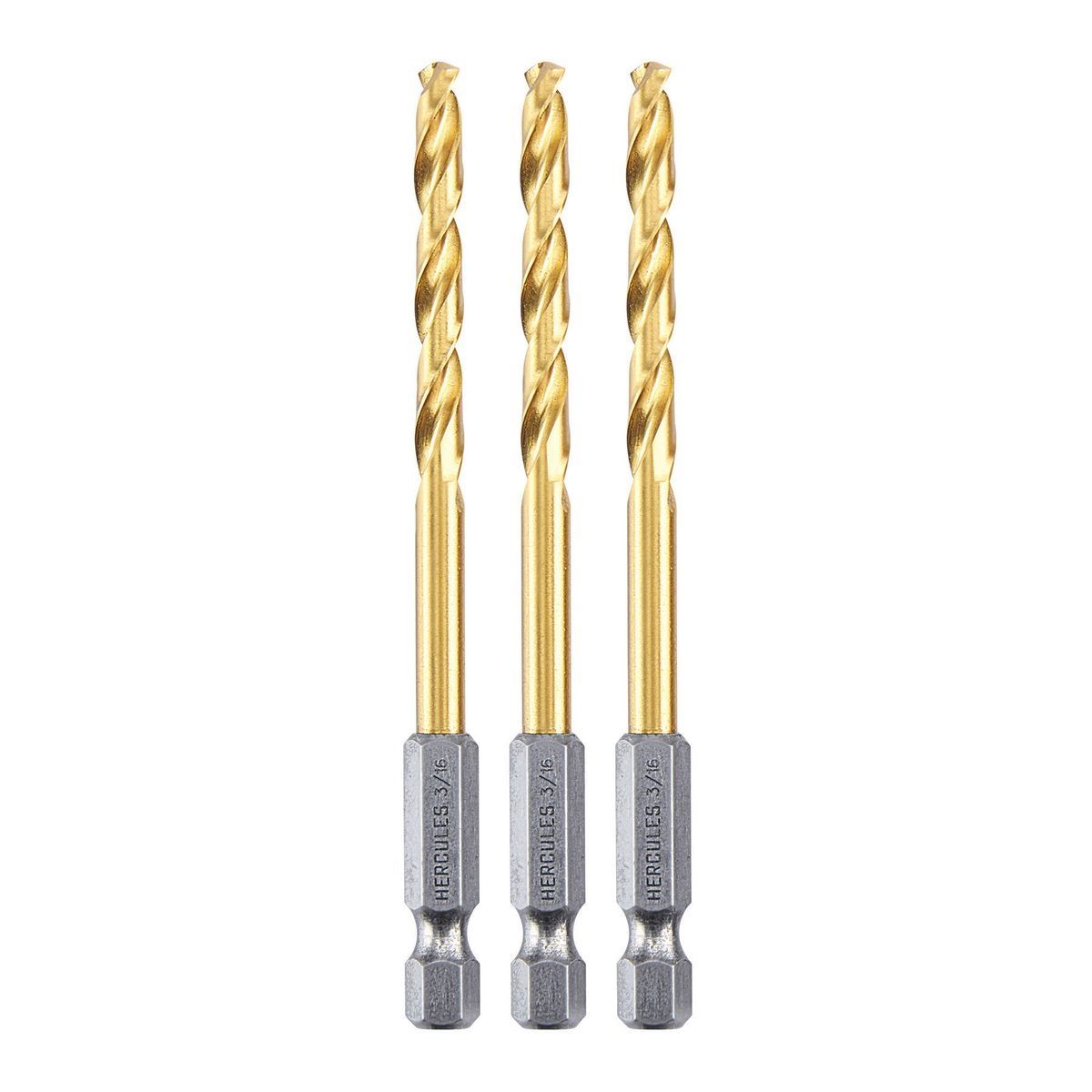 HERCULES 3/16 in. Impact Rated Hex Shank Titanium Drill Bit Set, 3 Piece