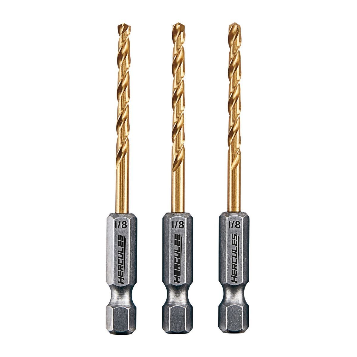 HERCULES 1/8 in. Impact Rated Hex Shank Titanium Drill Bit Set, 3 Piece