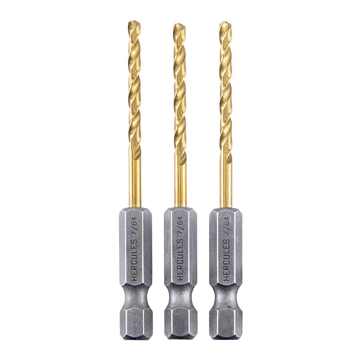 HERCULES 7/64 in. Impact Rated Hex Shank Titanium Drill Bit Set, 3 Piece