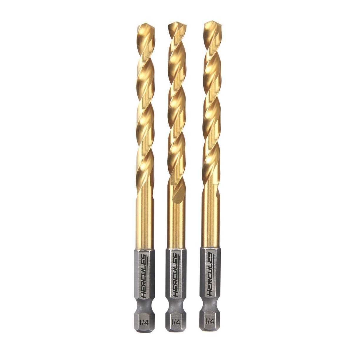 HERCULES 1/4 in. Impact Rated Hex Shank Titanium Drill Bit Set, 3 Piece