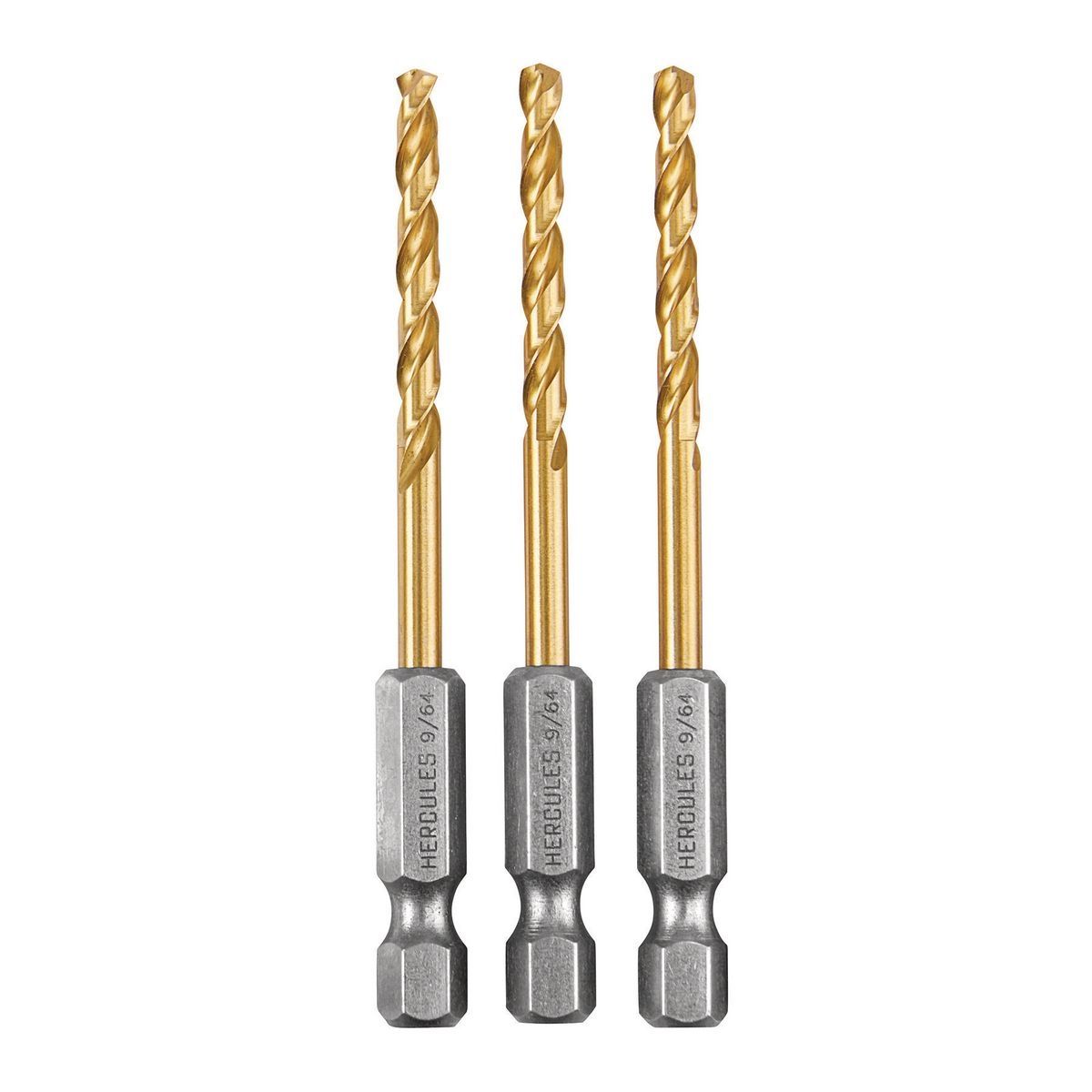 HERCULES 9/64 in. Impact Rated Hex Shank Titanium Drill Bit Set, 3 Piece