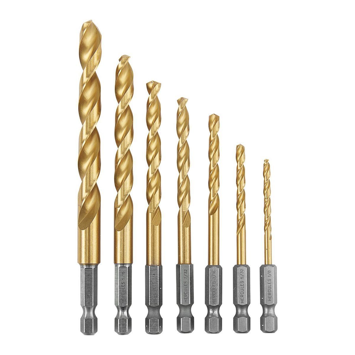 HERCULES Impact Rated Hex Shank Titanium Drill Bit Set, 7 Piece